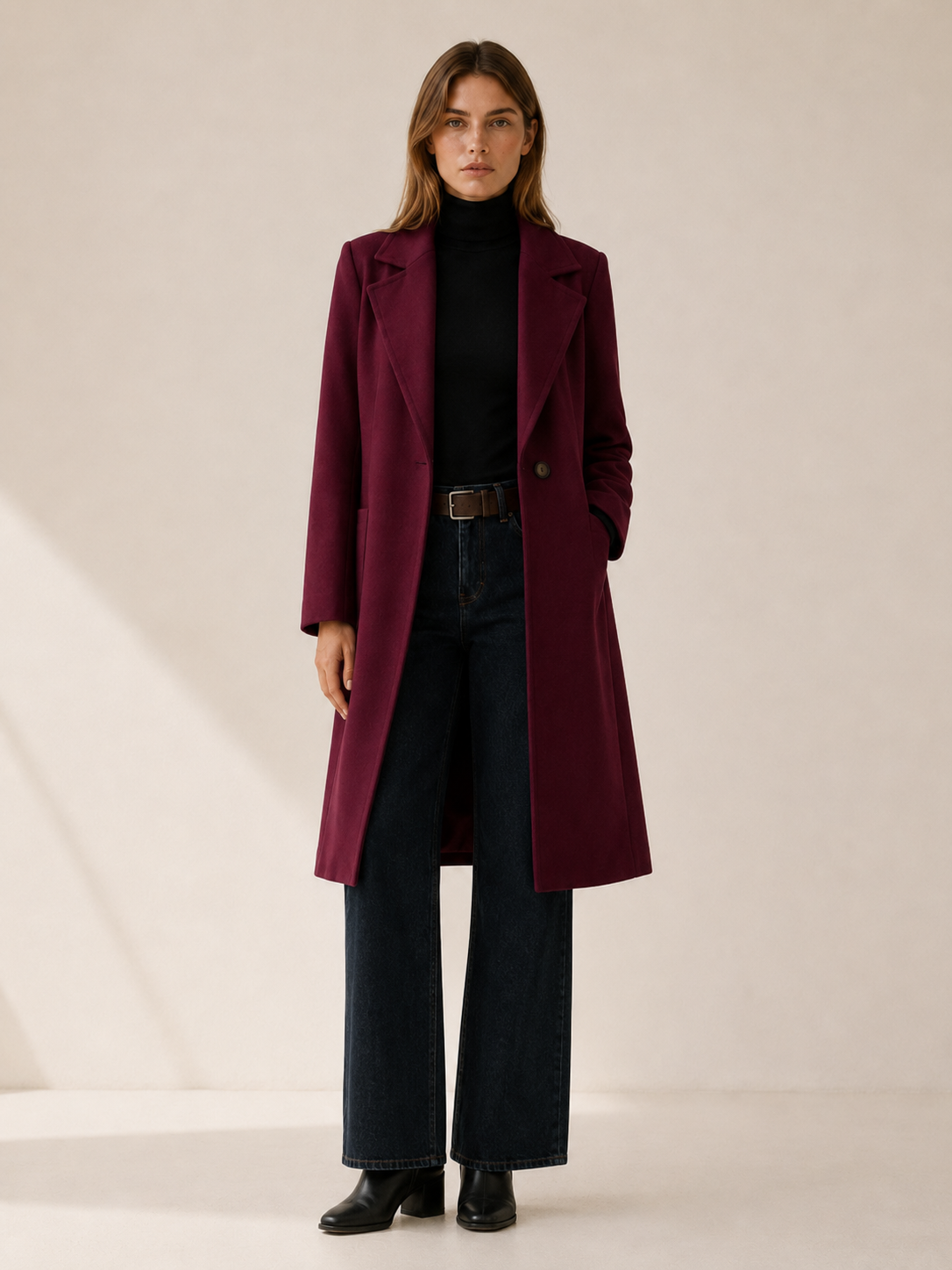 Greer | Long Trench Coat with Single-Button Front