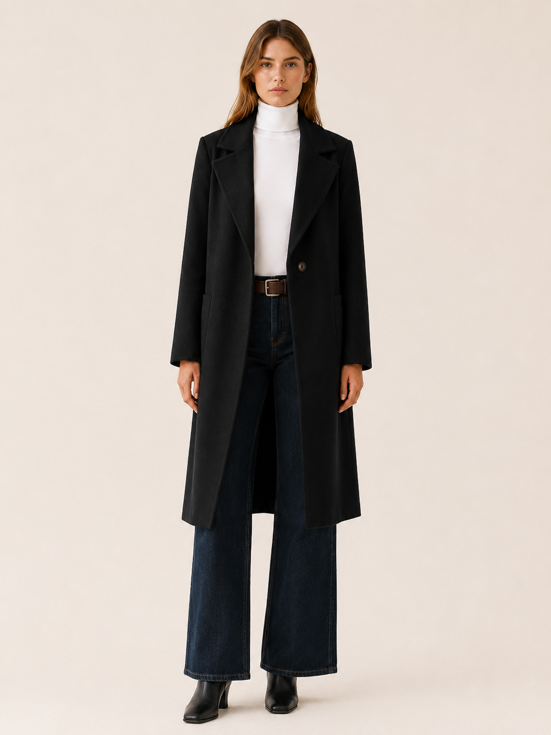 Greer | Long Trench Coat with Single-Button Front