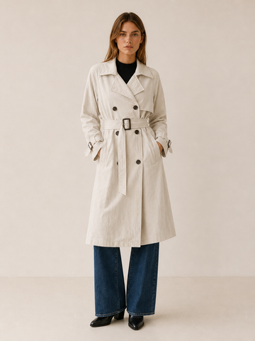 Hannah | Trench Coat with Double-Breasted Front and Belted Waist