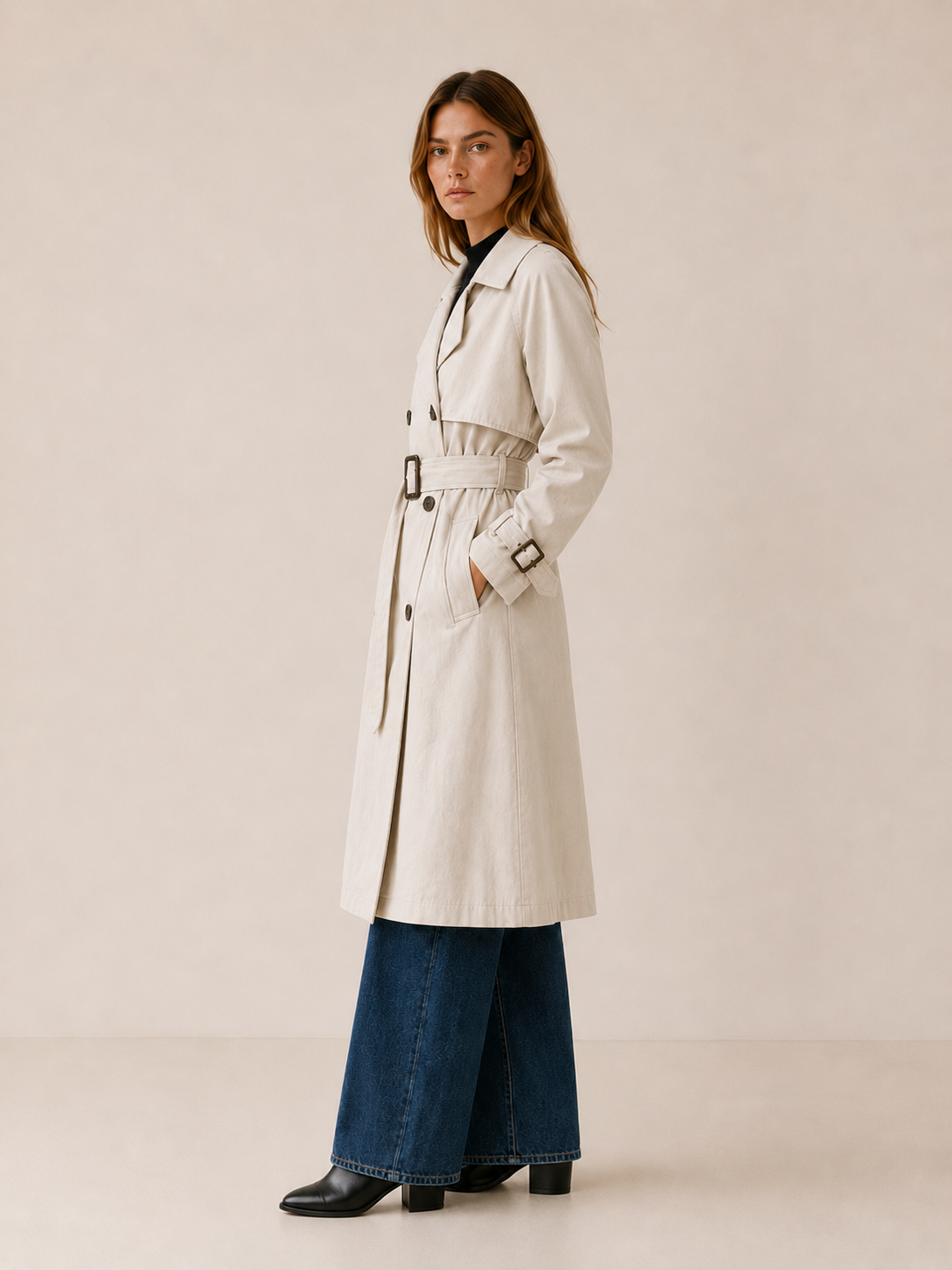 Hannah | Trench Coat with Double-Breasted Front and Belted Waist