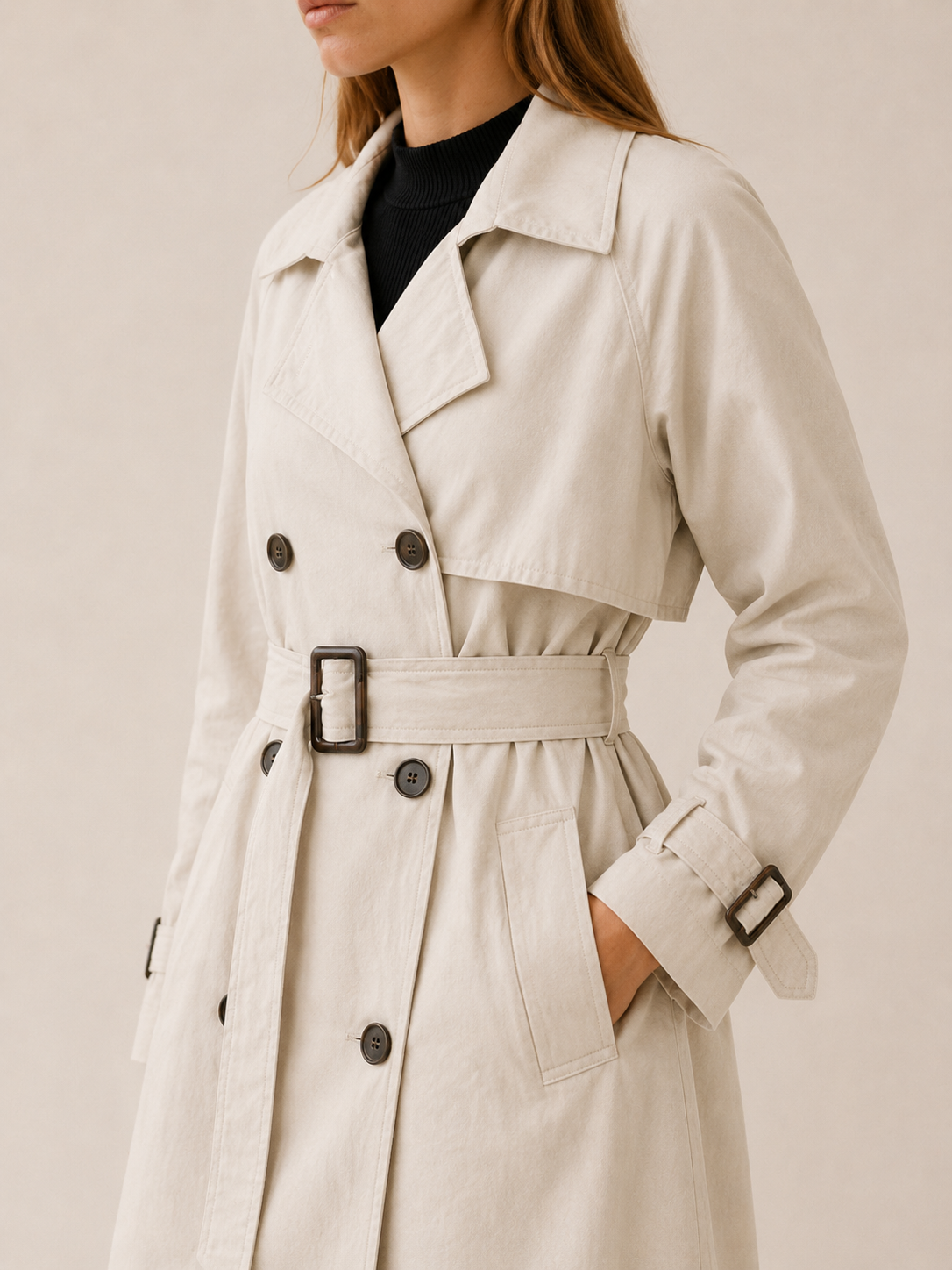 Hannah | Trench Coat with Double-Breasted Front and Belted Waist