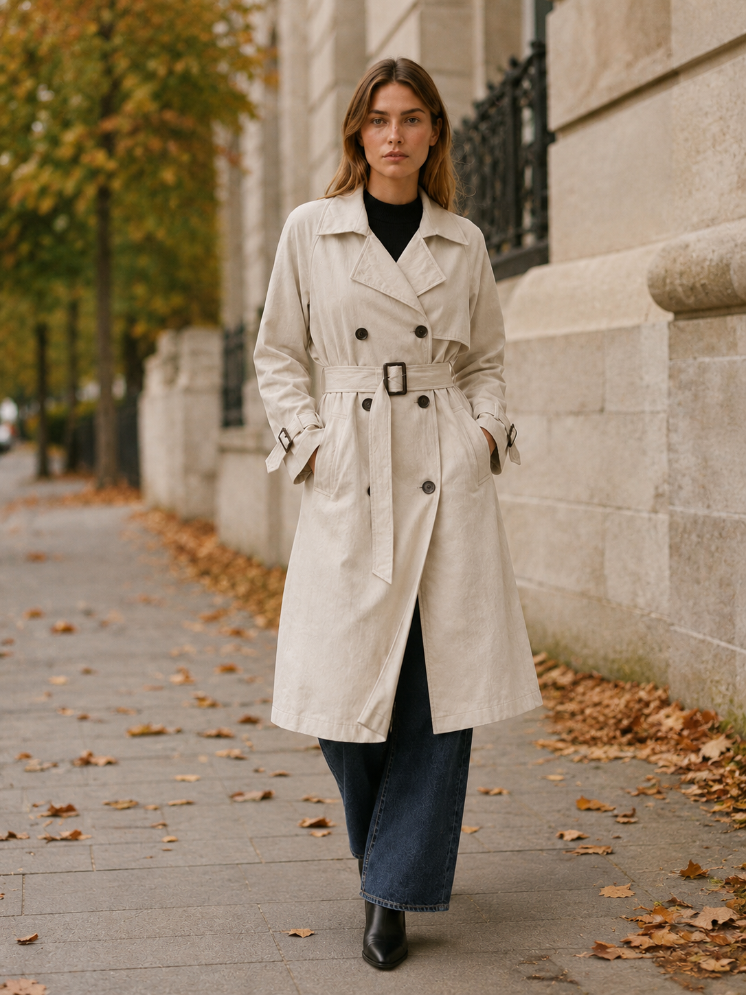 Hannah | Trench Coat with Double-Breasted Front and Belted Waist