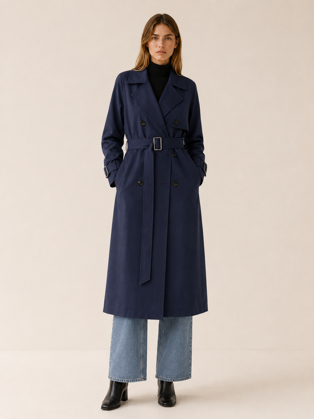 Hannah | Trench Coat with Double-Breasted Front and Belted Waist