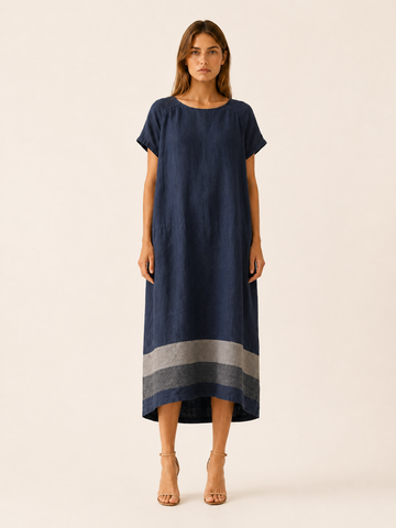 Harriet | Oversized Linen Maxi Dress with Slash Neck Casual Summer Dress