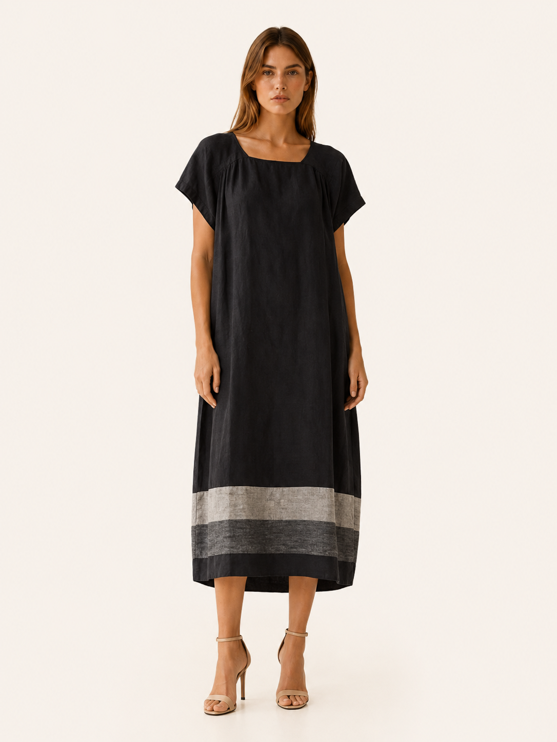 Harriet | Oversized Linen Maxi Dress with Slash Neck Casual Summer Dress
