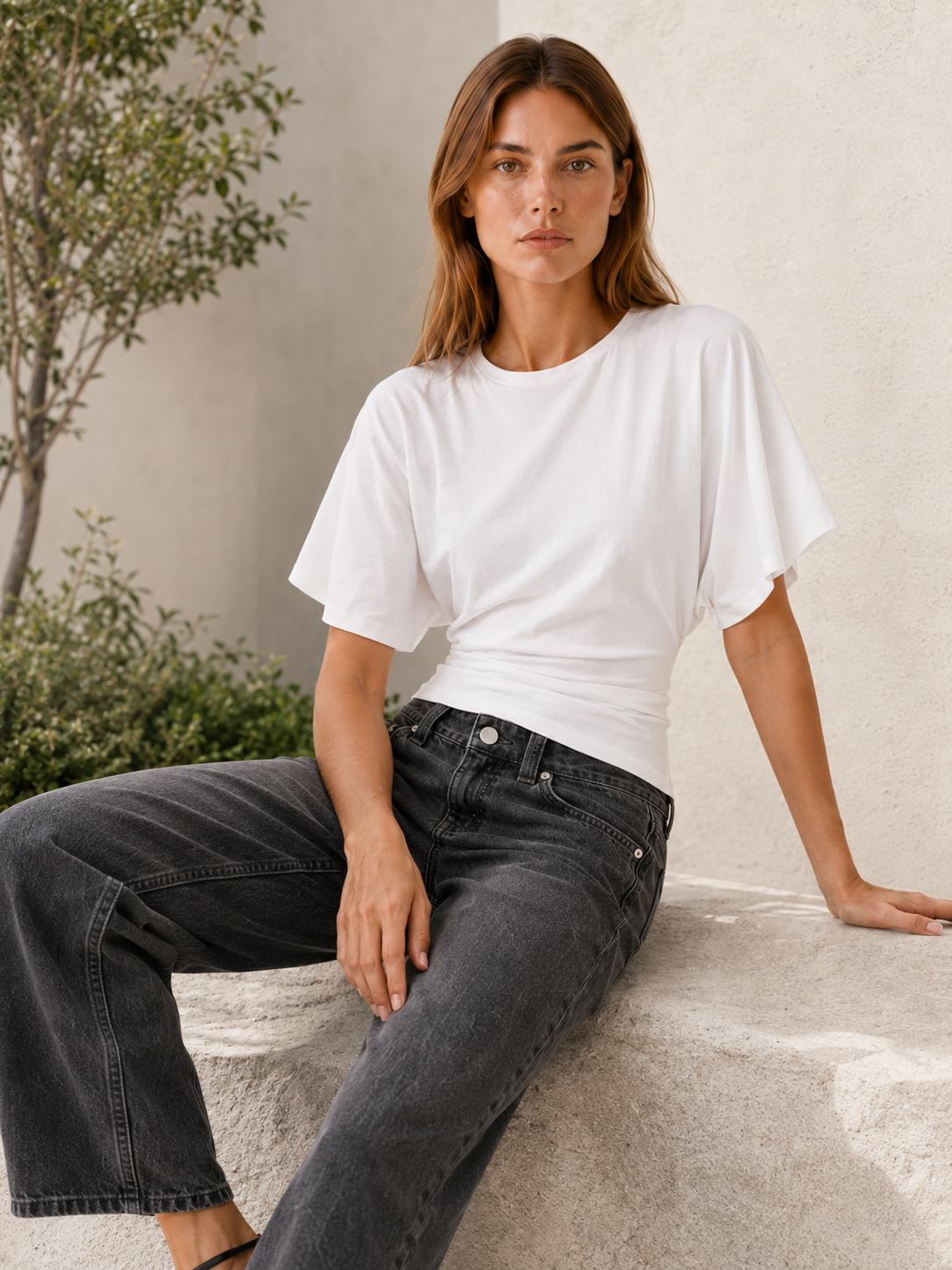 Helena | Fitted Waist Top with Flared Sleeves