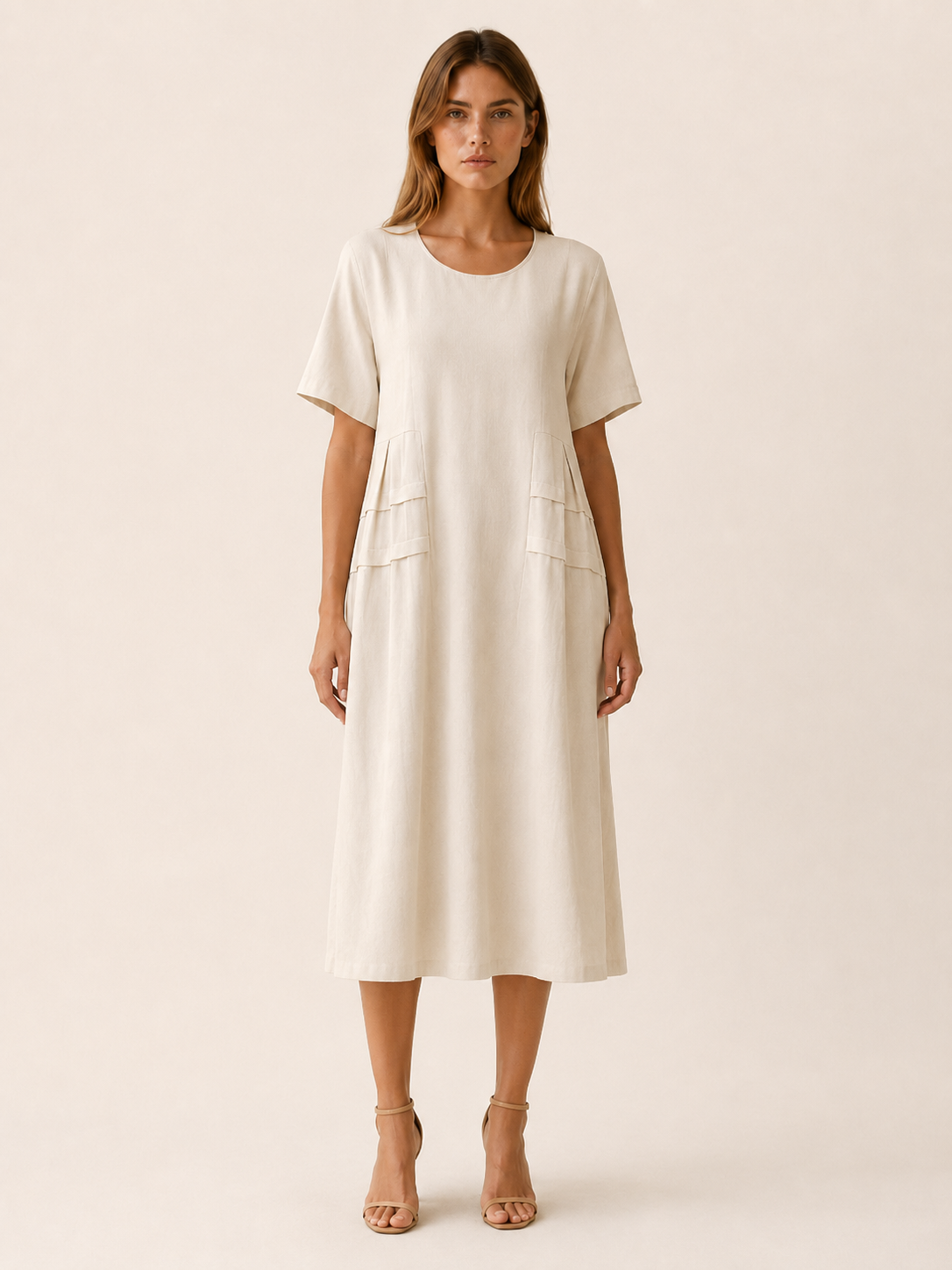 Hensley | Midi Dress with Pockets Short Sleeve Summer Dress