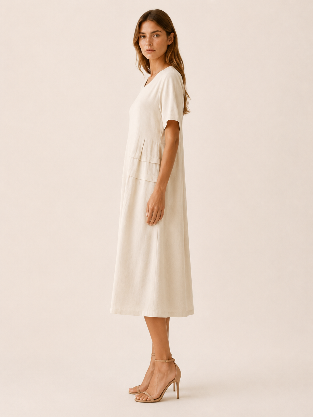 Hensley | Midi Dress with Pockets Short Sleeve Summer Dress
