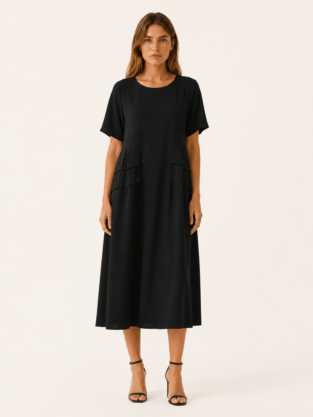 Hensley | Midi Dress with Pockets Short Sleeve Summer Dress