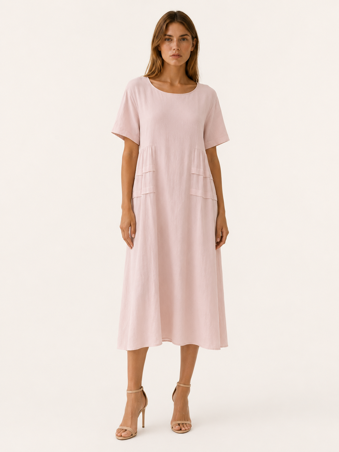 Hensley | Midi Dress with Pockets Short Sleeve Summer Dress