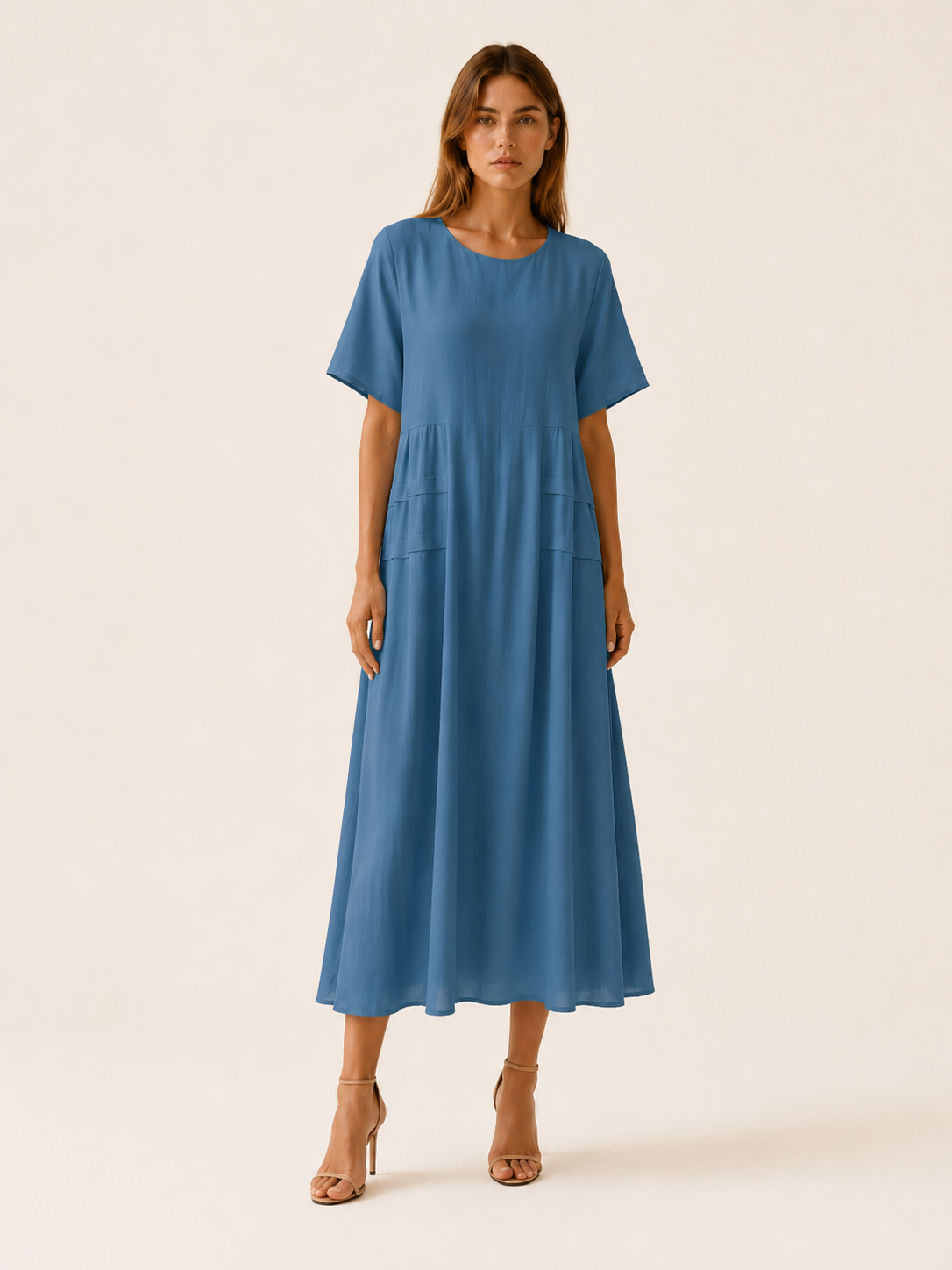 Hensley | Midi Dress with Pockets Short Sleeve Summer Dress