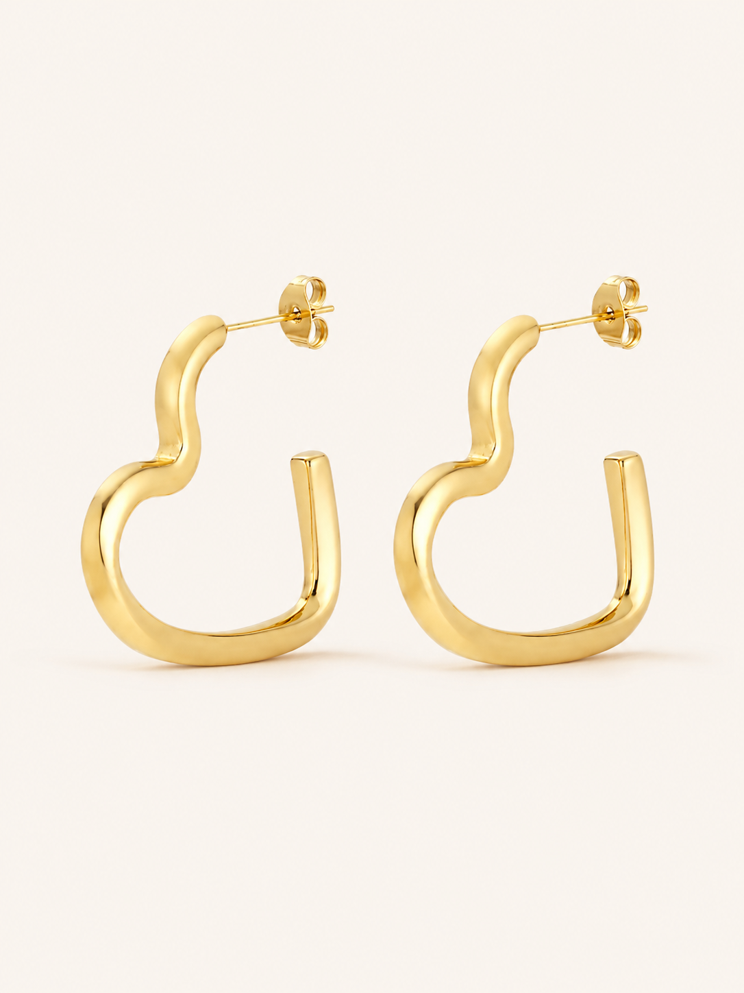 Idelle | Open Heart Hoop Earrings with Polished Finish