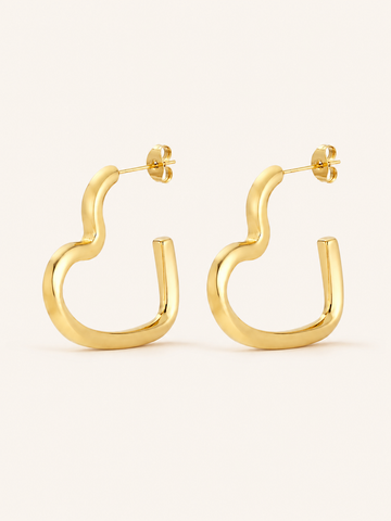 Idelle | Open Heart Hoop Earrings with Polished Finish