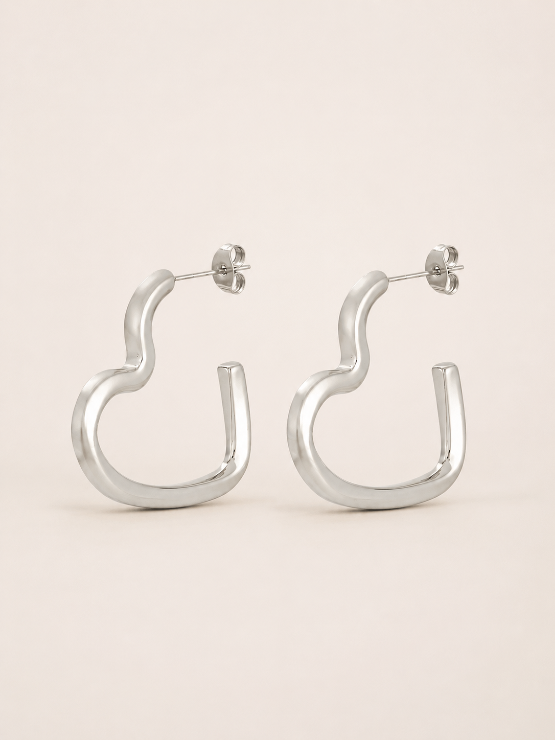 Idelle | Open Heart Hoop Earrings with Polished Finish