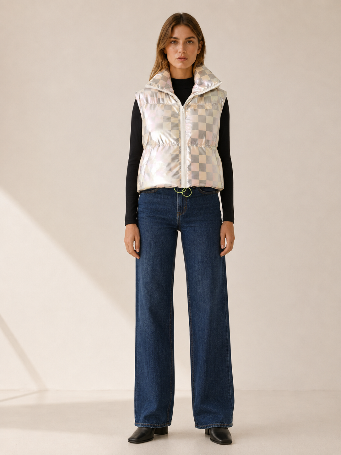 Isabella | Women's Metallic Cropped Puffer Vest