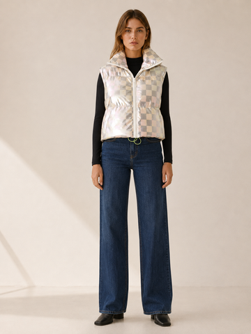 Isabella | Women's Metallic Cropped Puffer Vest