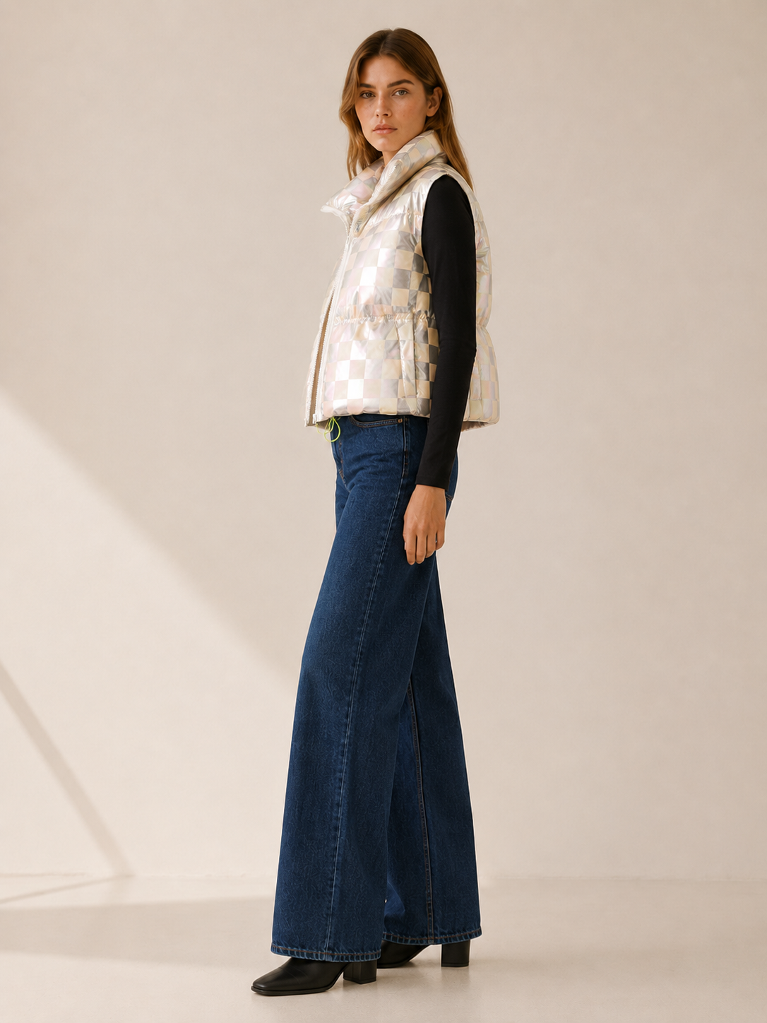 Isabella | Women's Metallic Cropped Puffer Vest