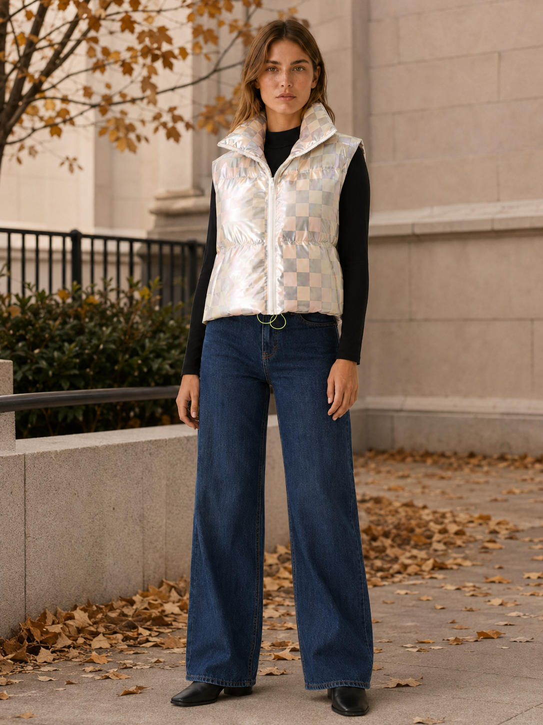 Isabella | Women's Metallic Cropped Puffer Vest