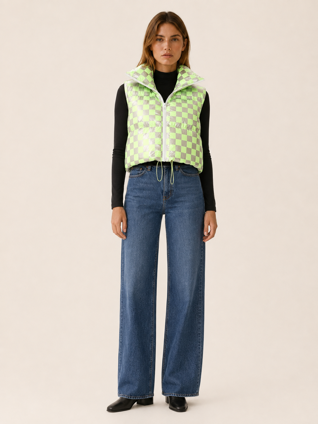 Isabella | Women's Metallic Cropped Puffer Vest