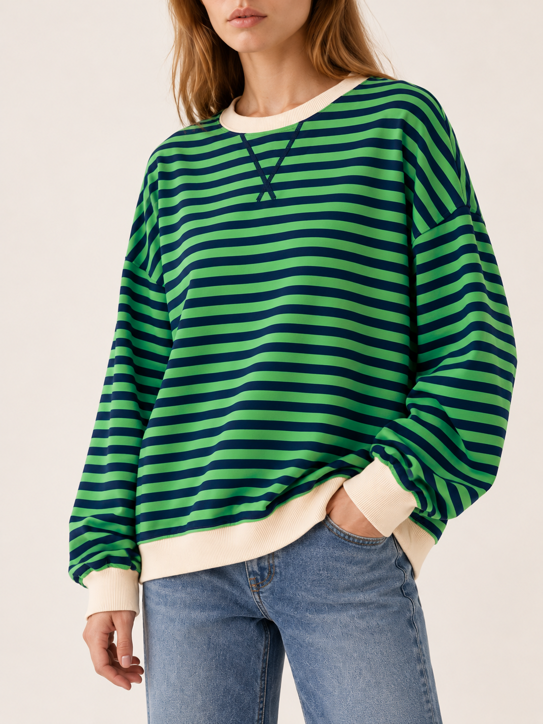 Isaline | Women's Striped Oversized Sweatshirt Fall