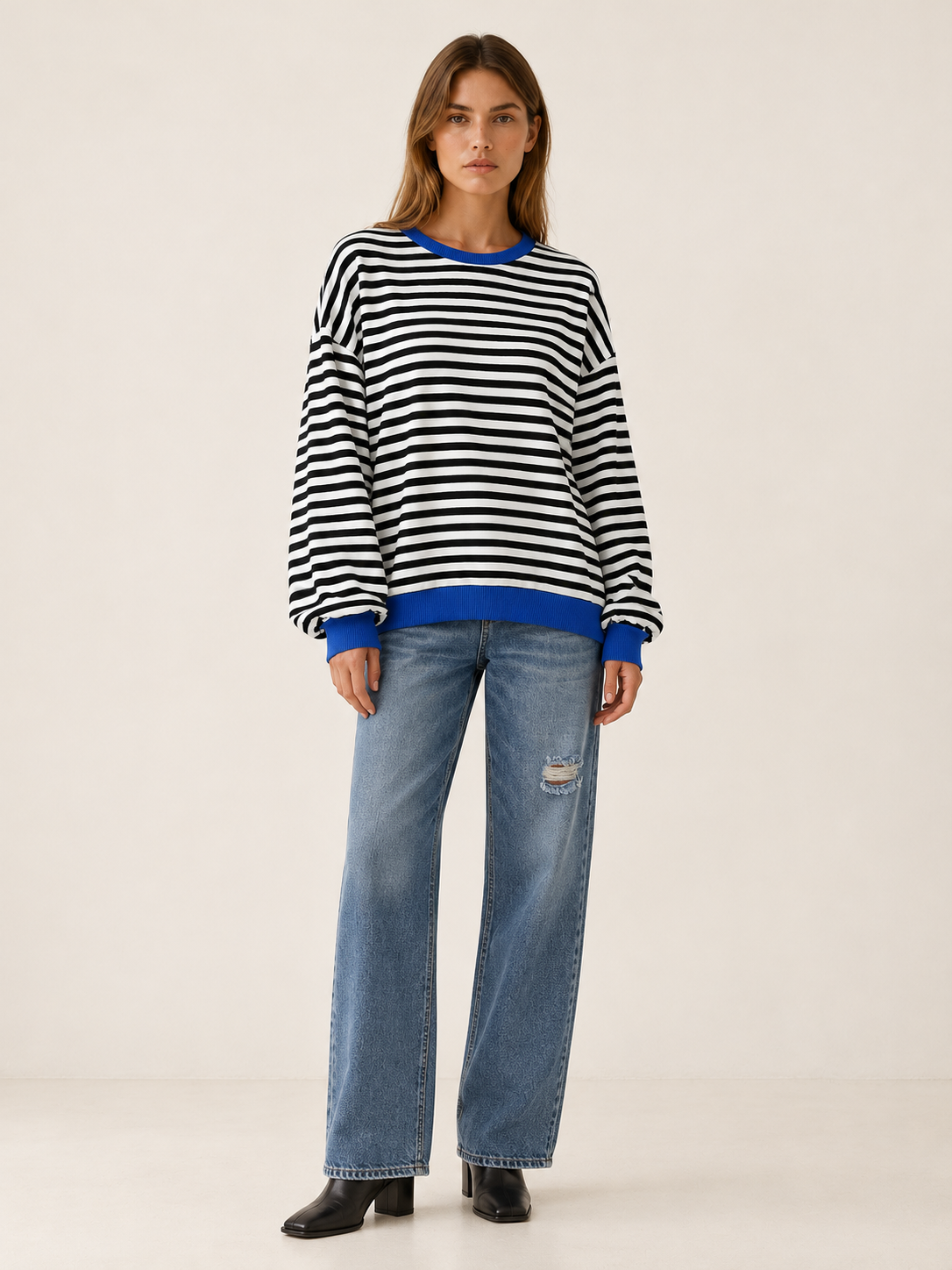 Isaline | Women's Striped Oversized Sweatshirt Fall