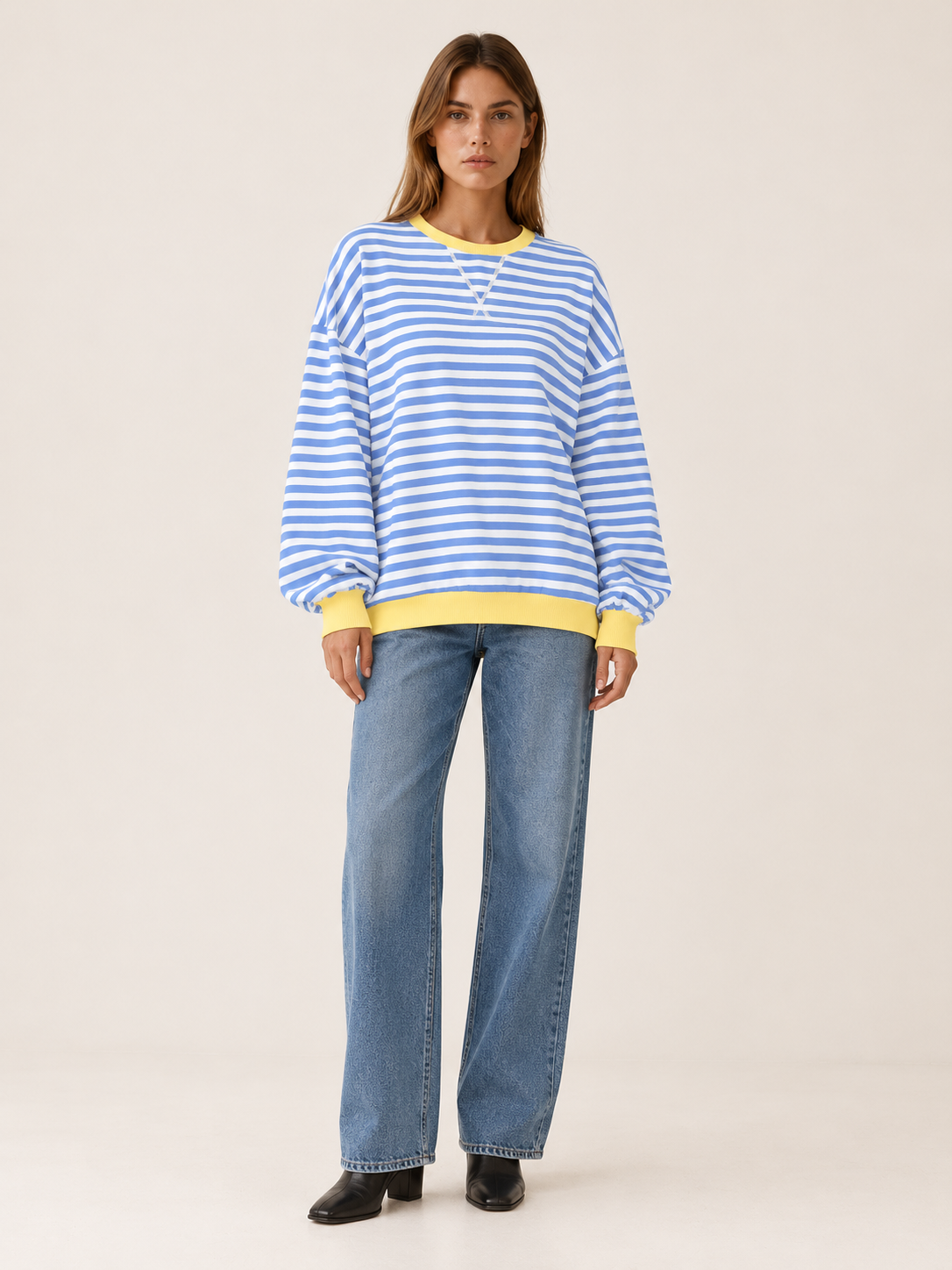 Isaline | Women's Striped Oversized Sweatshirt Fall