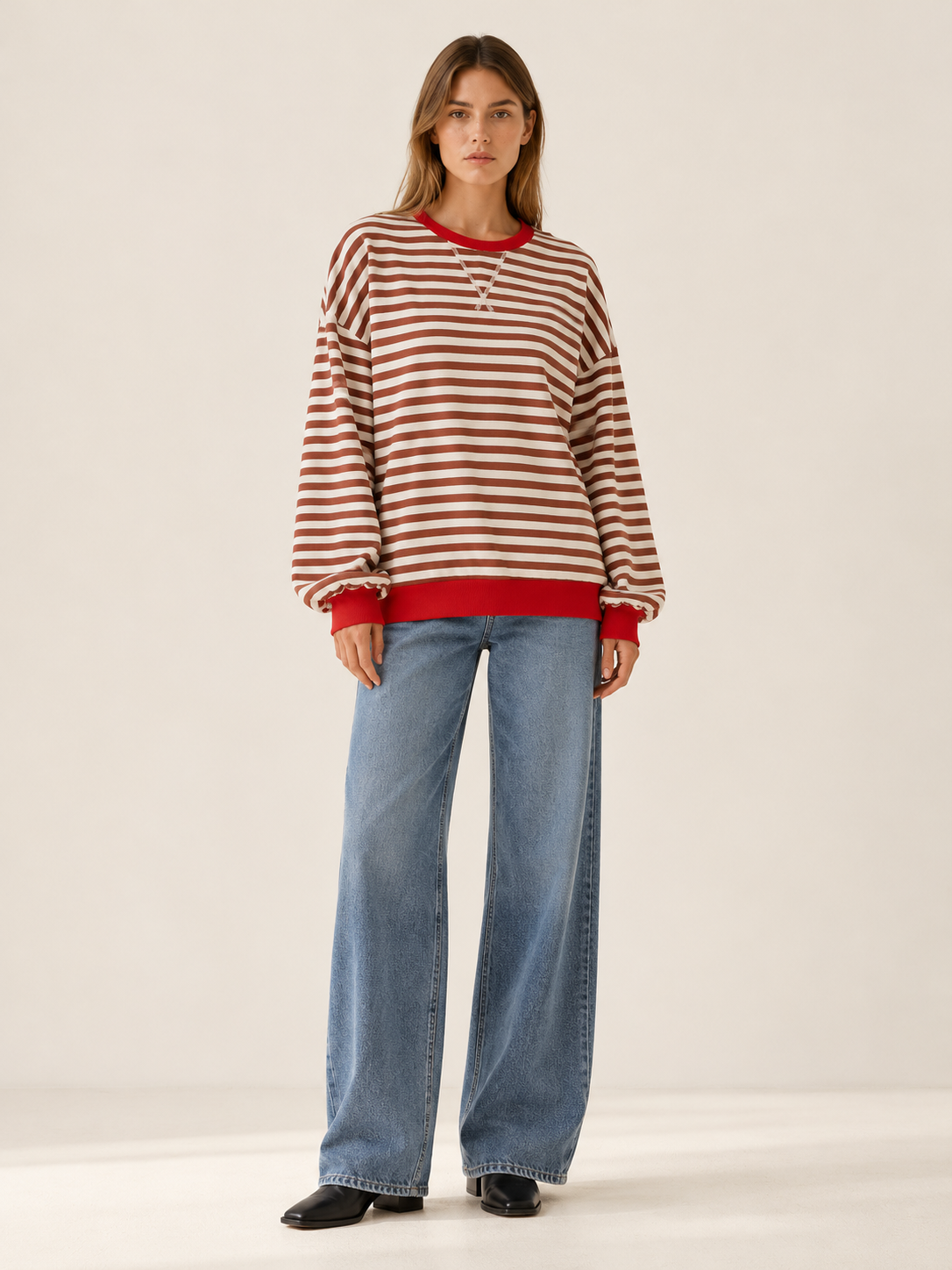 Isaline | Women's Striped Oversized Sweatshirt Fall