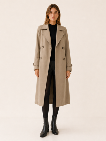 Isolde | Long Trench Coat with Double-Breasted Front