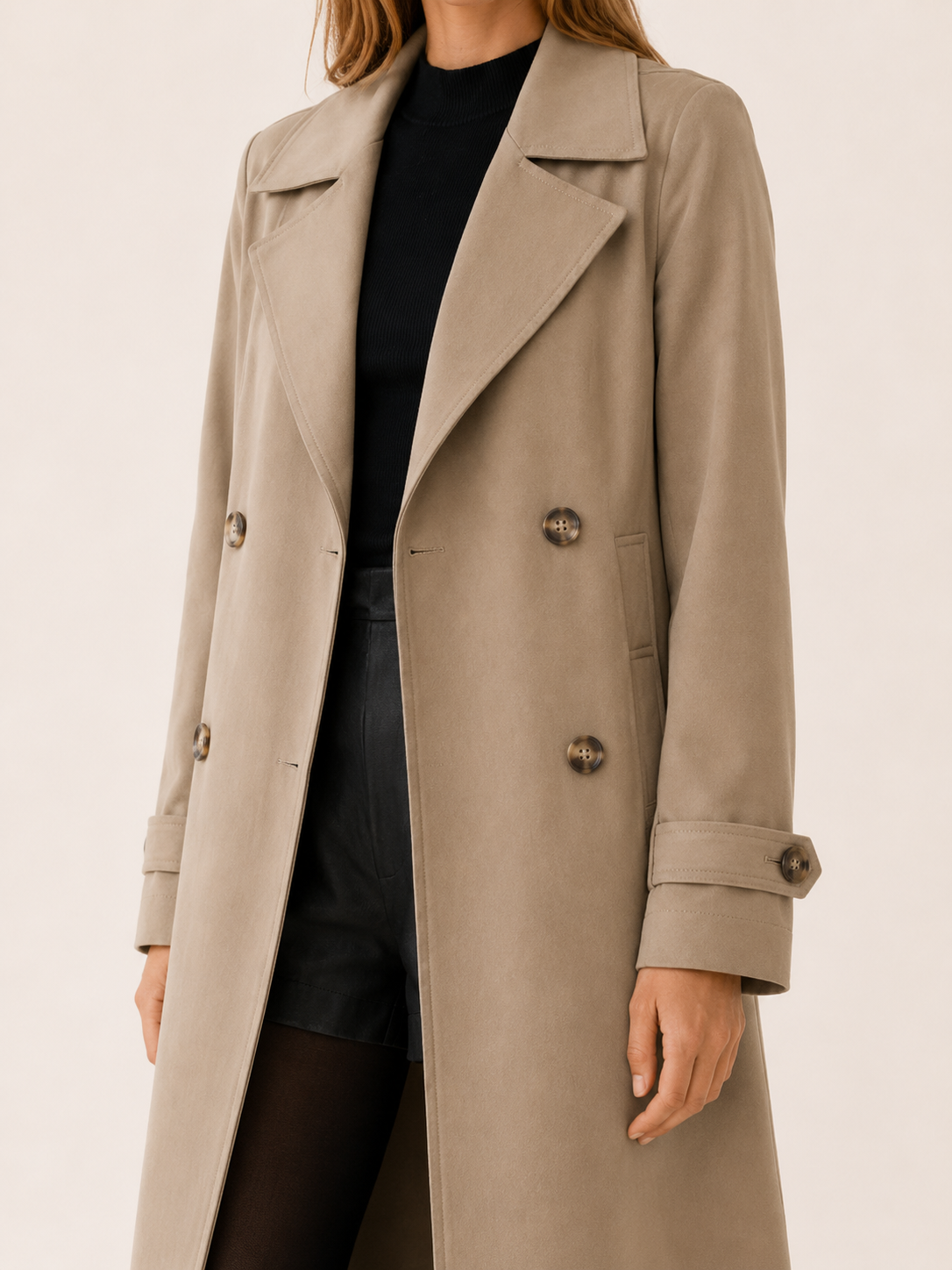 Isolde | Long Trench Coat with Double-Breasted Front