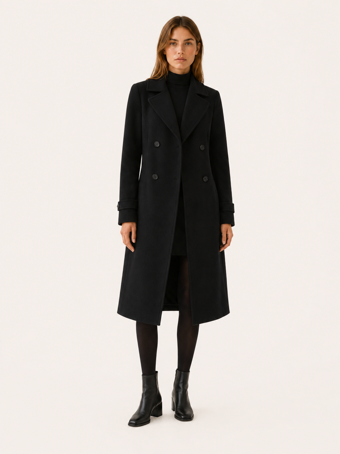 Isolde | Long Trench Coat with Double-Breasted Front