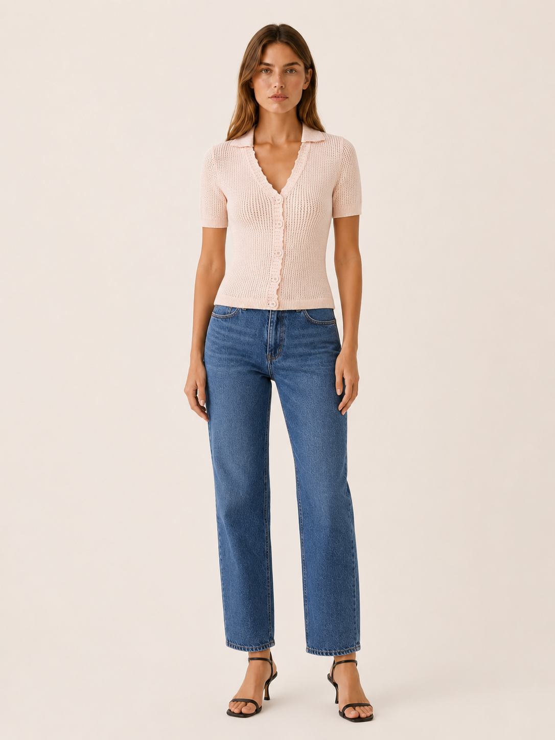 Jessa | Knit Shirt with V Neck and Button Front