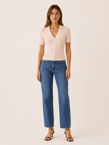 Jessa | Knit Shirt with V Neck and Button Front
