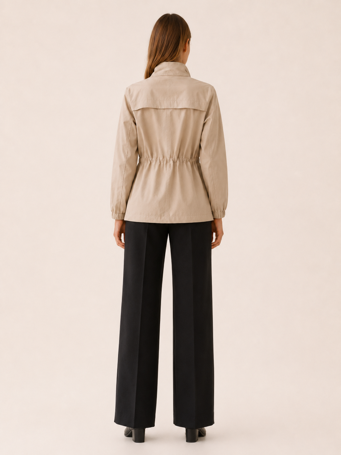 Jessamine | Waterproof Jacket with Stand Collar and Drawstring Waist