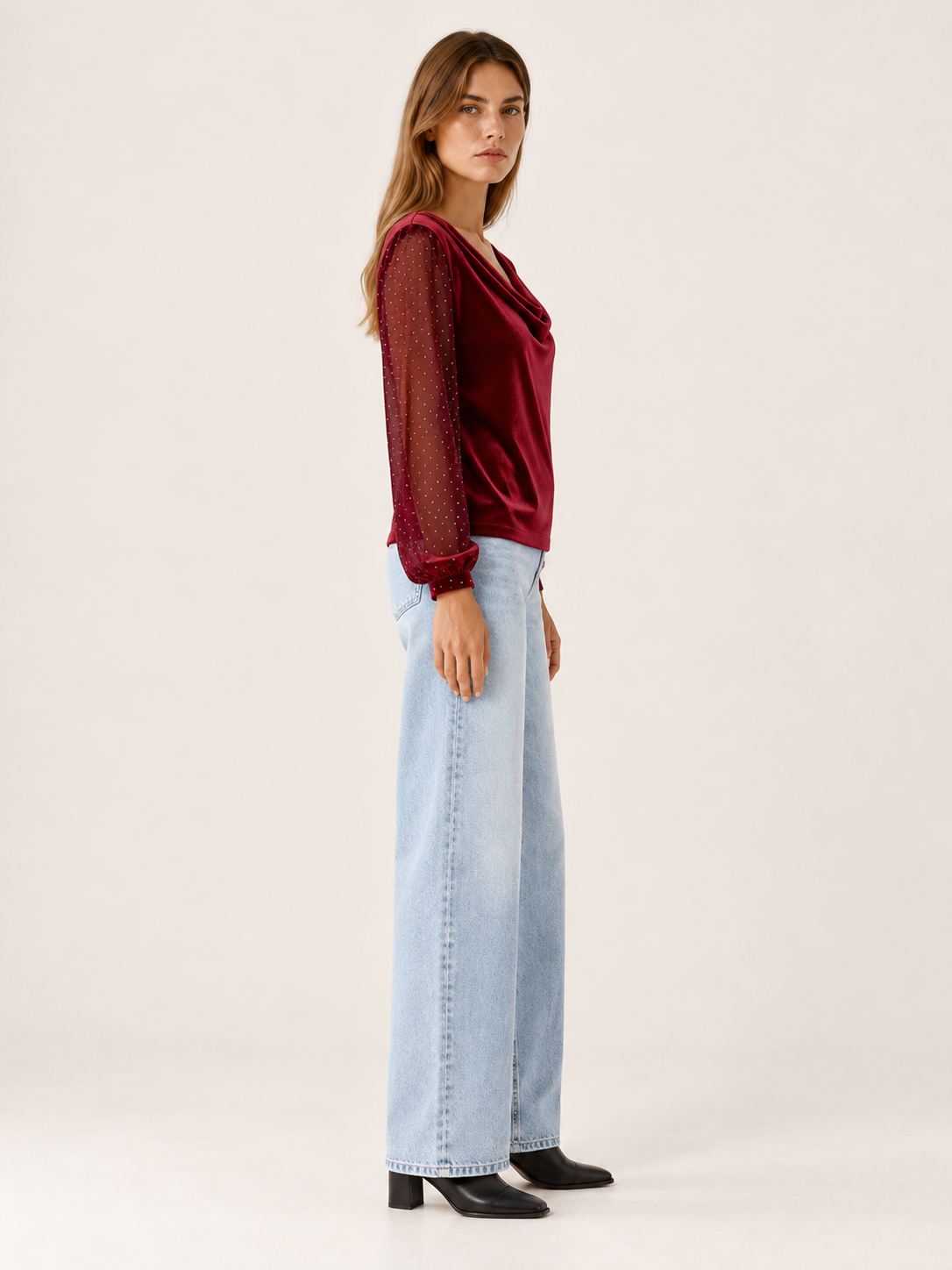 Jocelyn | Women's Cowl Neck Velvet Blouse Fall Holiday Party