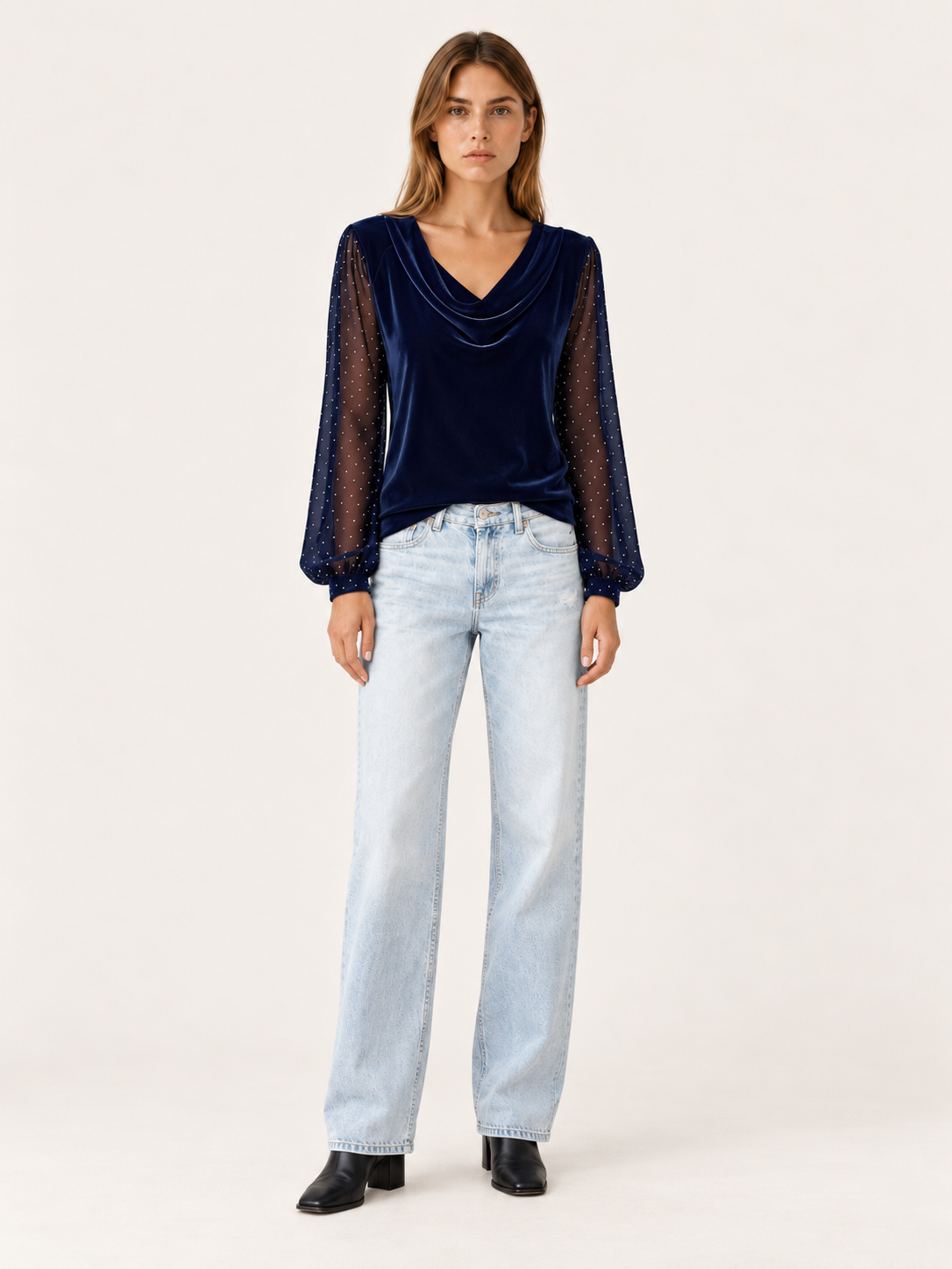 Jocelyn | Women's Cowl Neck Velvet Blouse Fall Holiday Party