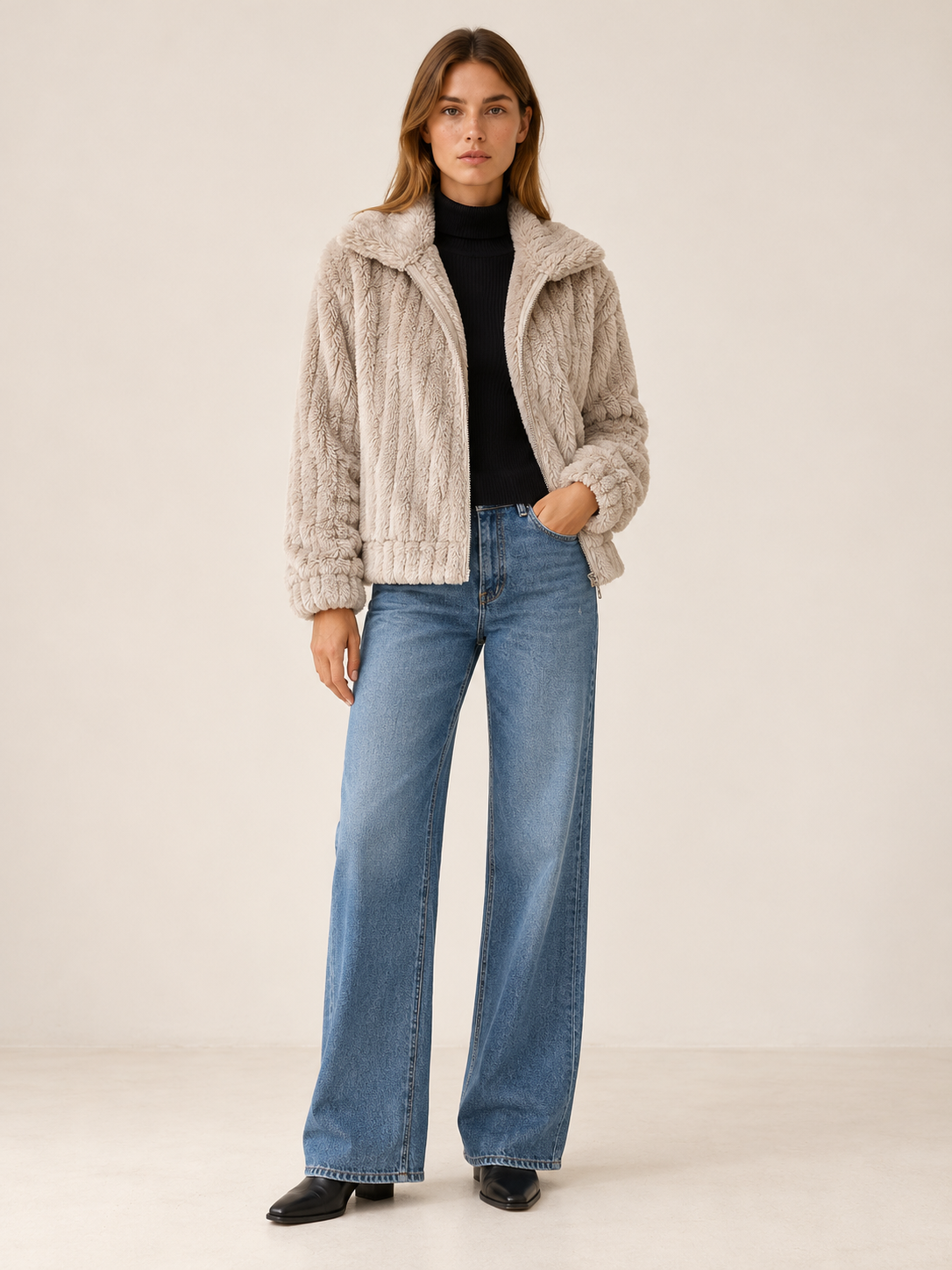 Julia | Women's Cropped Faux Fur Jacket Winter