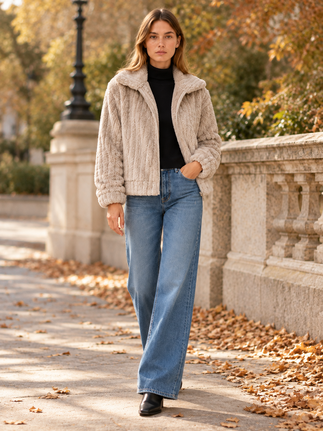 Julia | Women's Cropped Faux Fur Jacket Winter