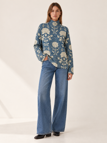 Julianna | Women's Floral Knit Mock Neck Sweater Fall