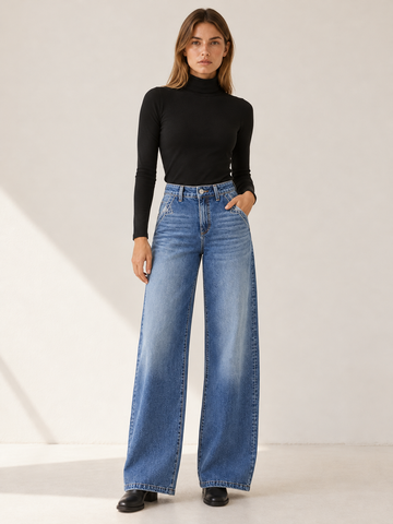 June | Women's High Waisted Wide Leg Jeans Fall