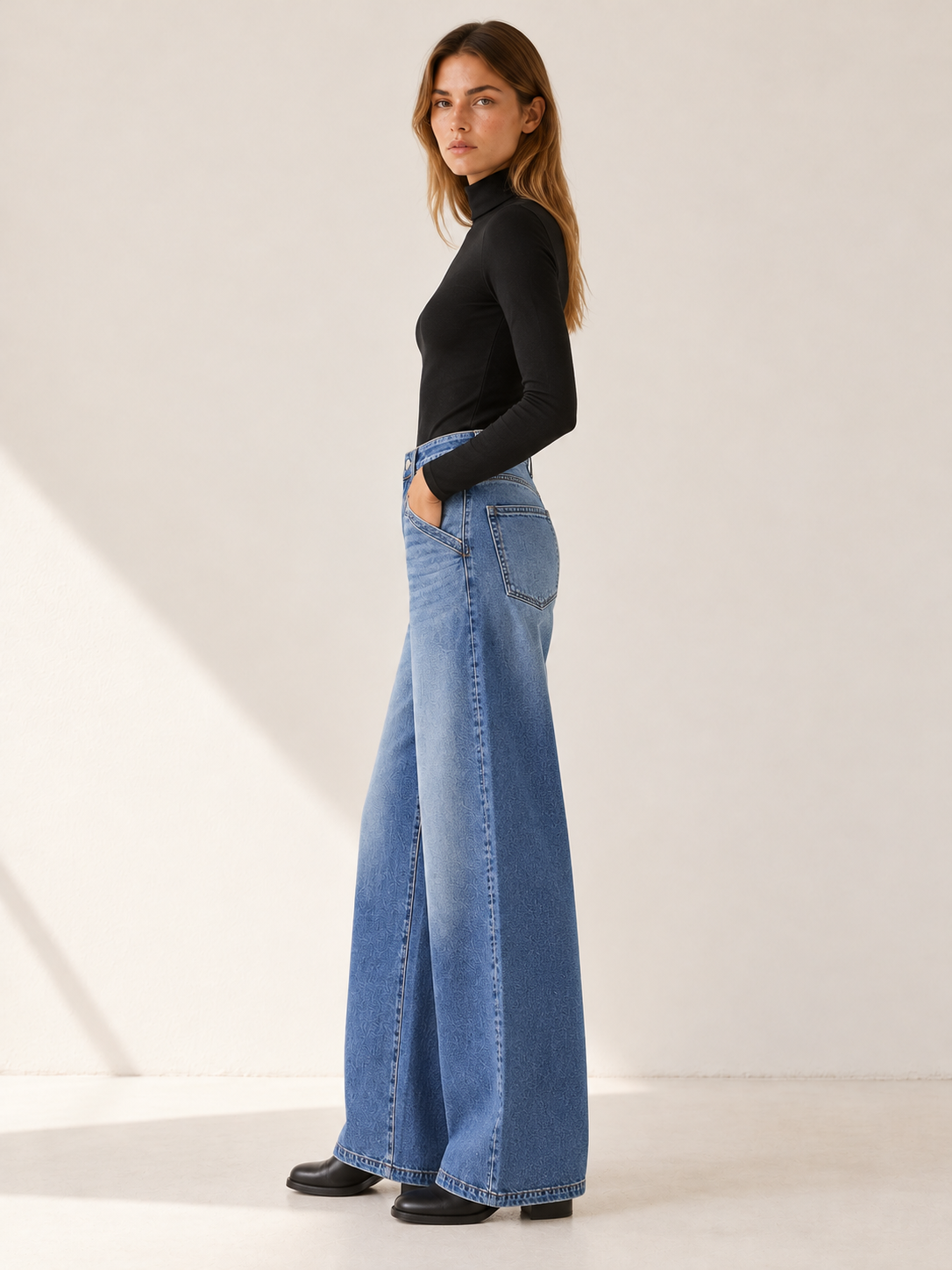 June | Women's High Waisted Wide Leg Jeans Fall