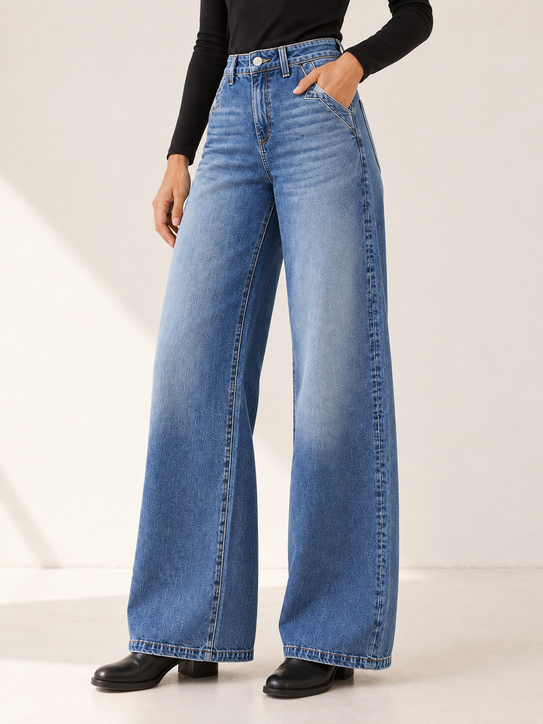 June | Women's High Waisted Wide Leg Jeans Fall