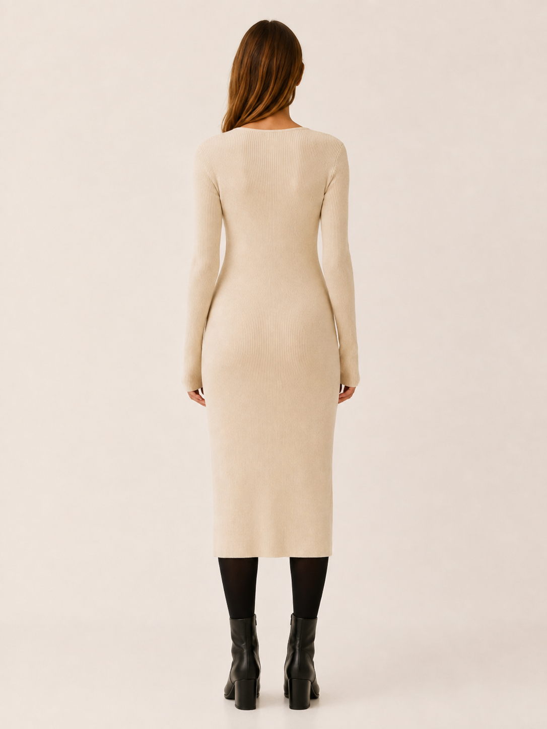 Kaitlyn | Women's Ruched Midi Dress with Drawstring Side Slit