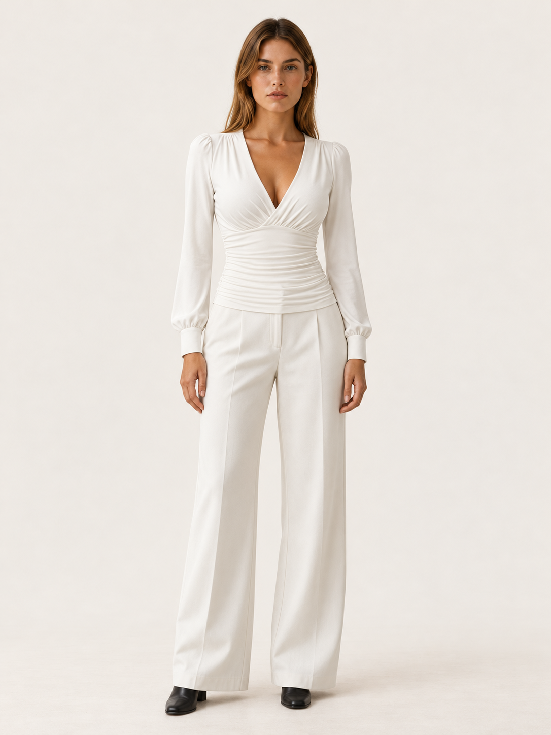 Kaliyah | Women's Ruched V-Neck Blouse Fall