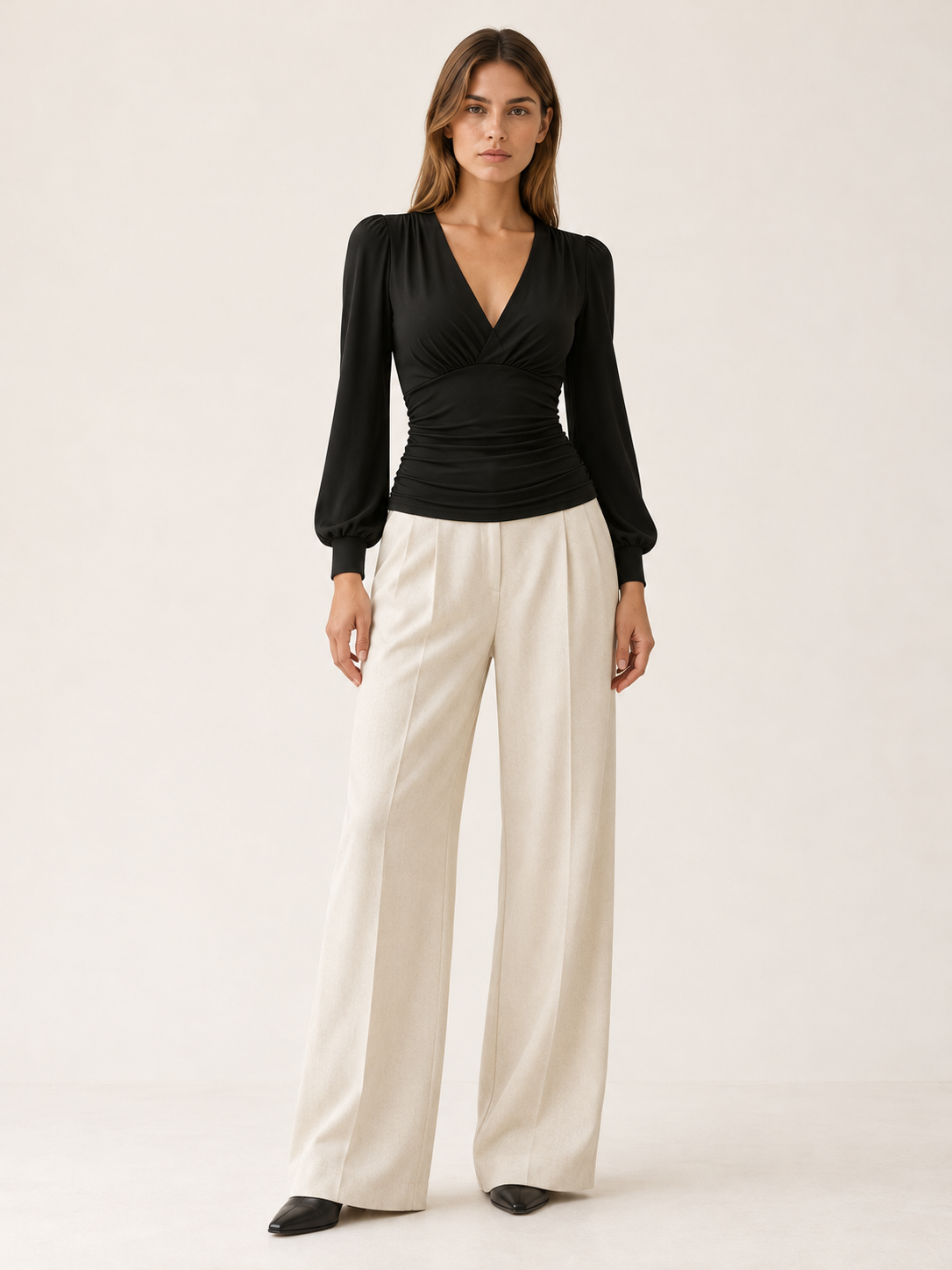 Kaliyah | Women's Ruched V-Neck Blouse Fall