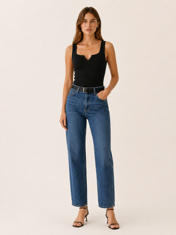 Kara | Ribbed Knit Tank Top with V Neck
