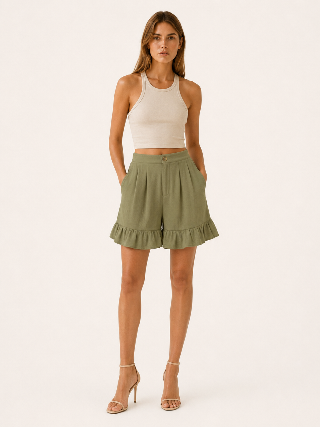 Karella | High Waist Shorts with Ruffle Hem