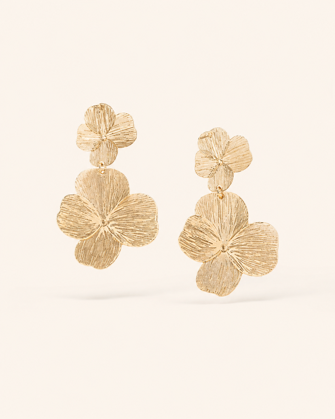 Katia | Floral Drop Earrings with Textured Finish