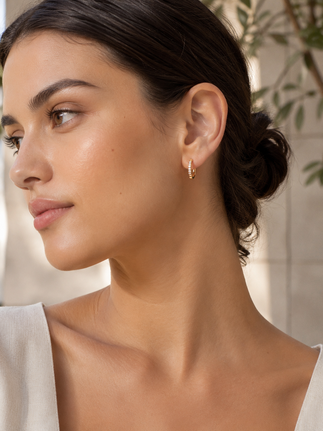 Keeva | Stone-Set Hoop Earrings with Polished Finish