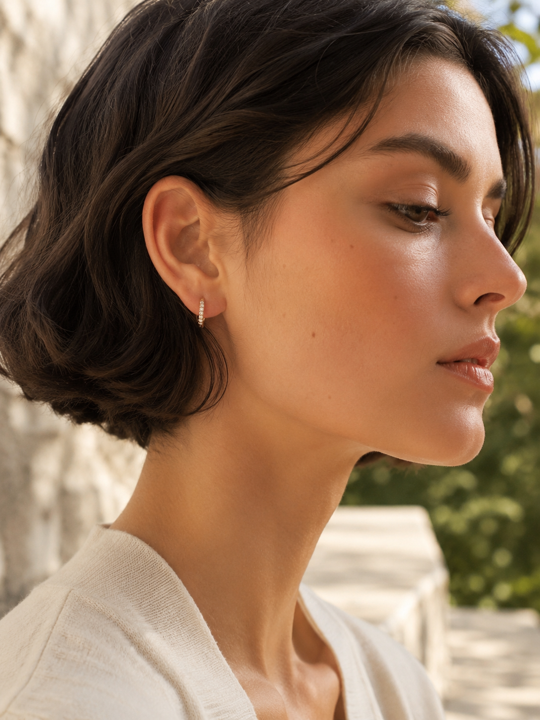 Keeva | Stone-Set Hoop Earrings with Polished Finish