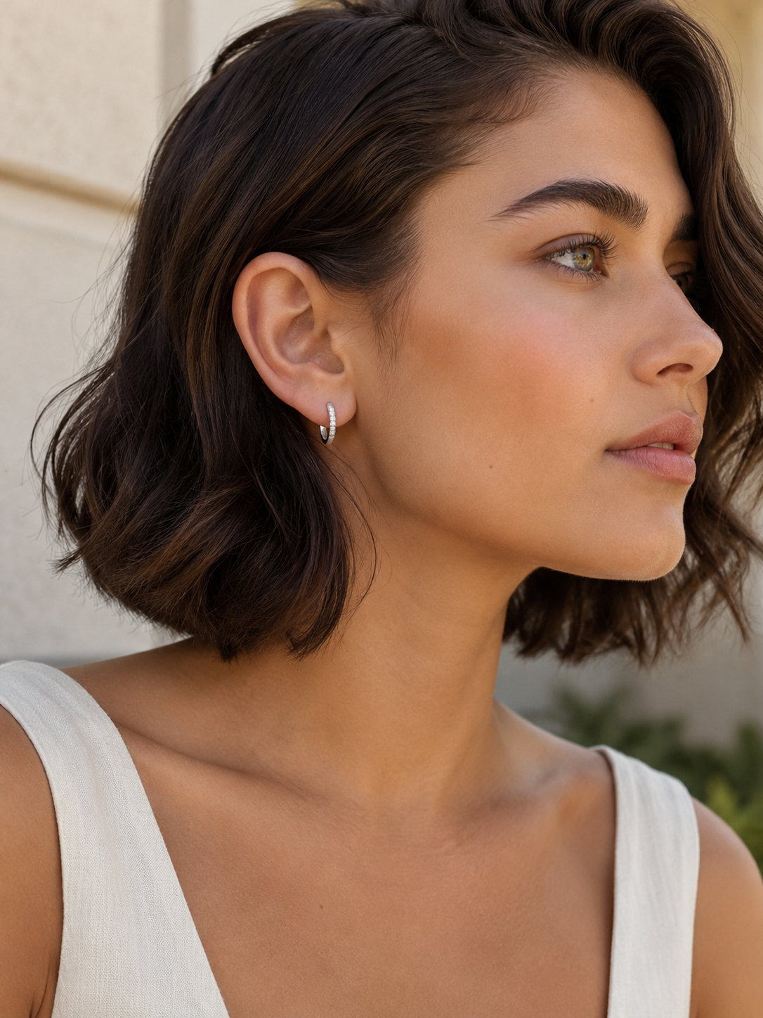 Keeva | Stone-Set Hoop Earrings with Polished Finish